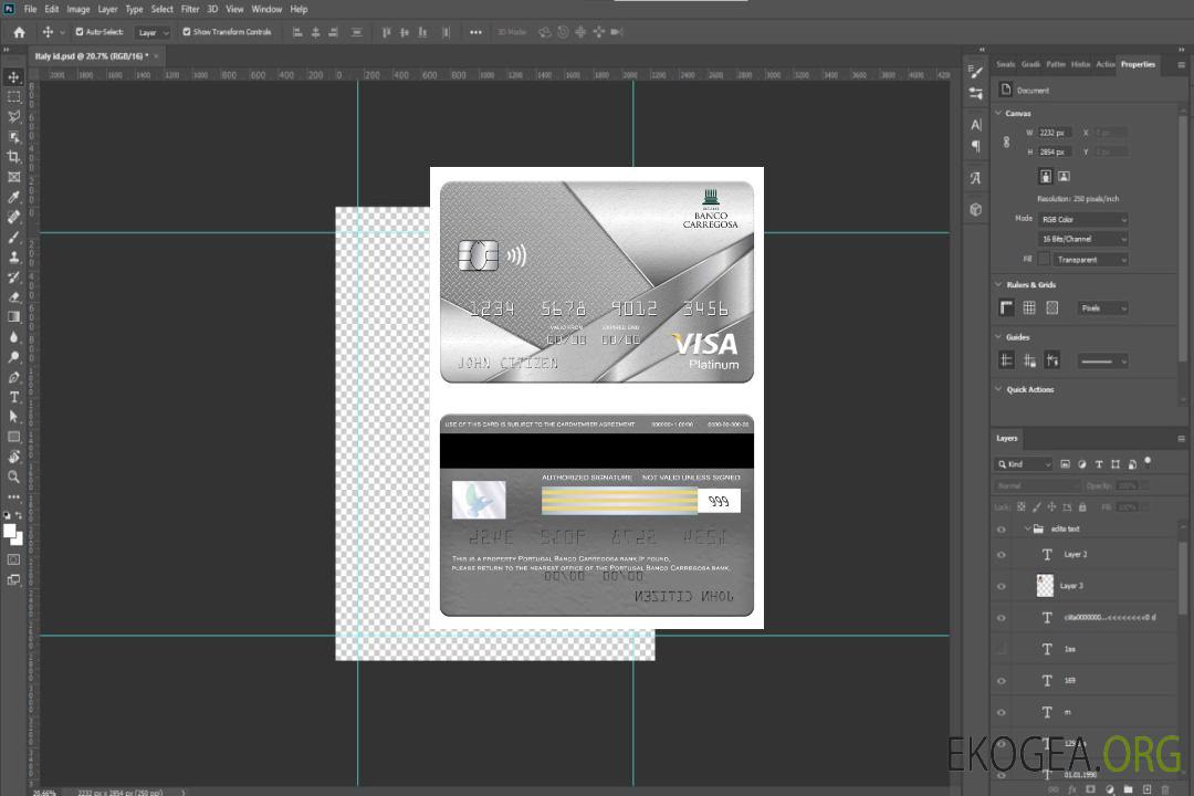 Carte visa platine de la banque Banco Carregosa du Portugal template Carte visa platine de la banque Banco Carregosa du Portugal template